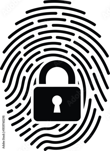 Fingerprint with lock icon for secure biometric authentication