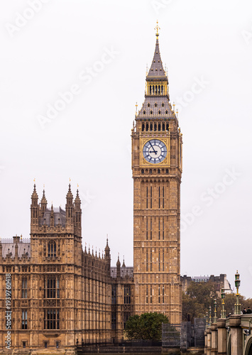 Elizabeth Tower and Parliament, iconic London landmark building reflecting British history and architecture