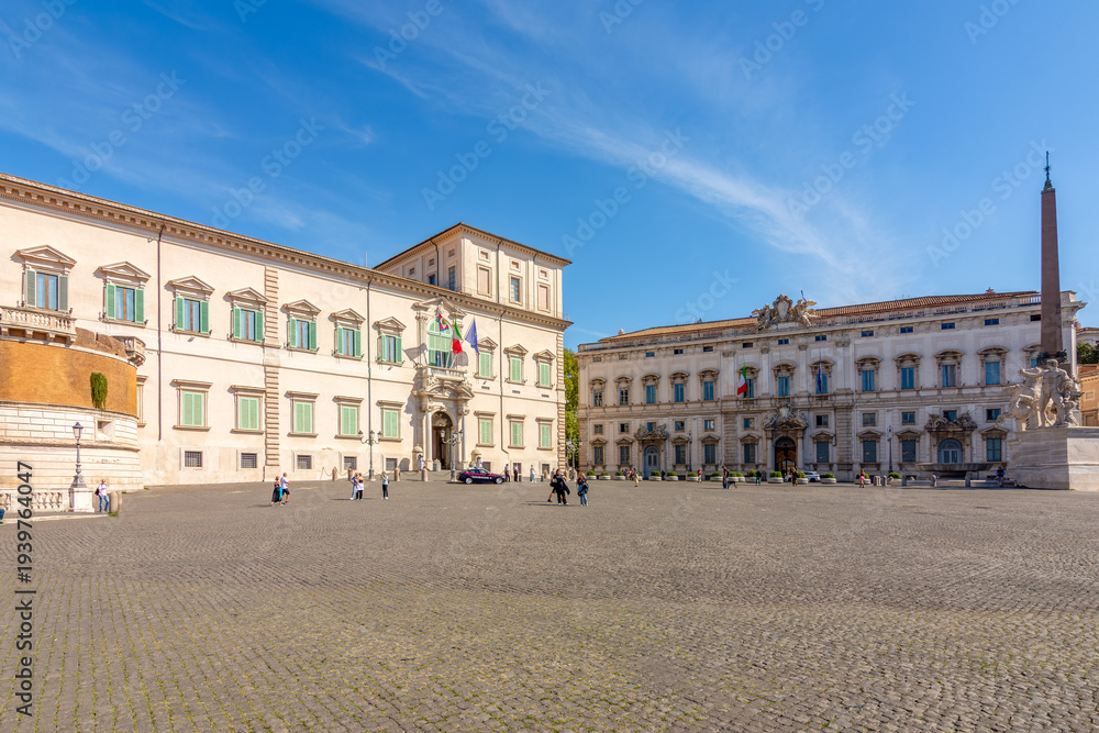 Naklejka premium Quirinale palace (official residence of president of Italy) and Constitutional court on Quirinale square in Rome