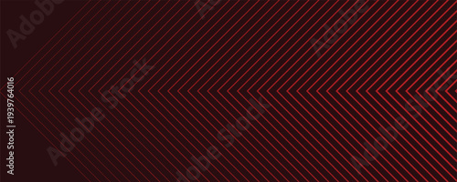 Red arrow background. Abstract triangle gradient wallpaper. Repeating arrow strip background for flyers, banners, posters, presentations. Thin to thick linear texture. Masculine vector bg