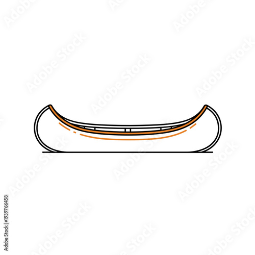 Minimal canoe boat side view river water transport illustration