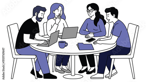 Business team having meeting, discussing project and new strategies