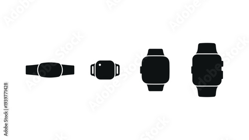 Smartwatch Silhouettes on White Background