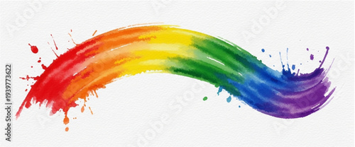 Watercolor rainbow wave for pride art and lgbt style.