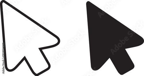 Cursor Pointer Icon: A pair of cursor pointers, one outlined and the other filled, represent user interaction and digital navigation. The icon showcases simplicity and versatility, ideal for websites.