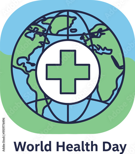Global health icon for World Health Day promoting wellness and care