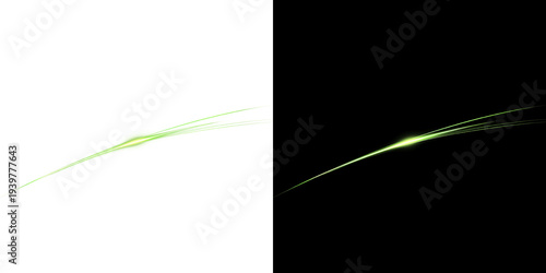 фотографія Sharp green light streak with fast motion speed effect for abstract digital ener