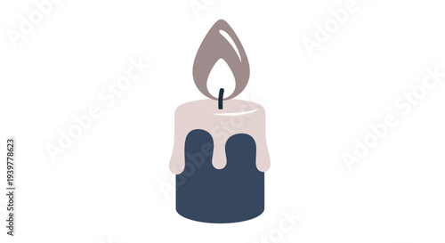 Simple illustration of a lit candle with melting wax.
