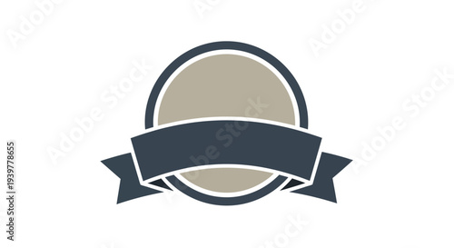 Simple elegant badge icon with ribbon banner.