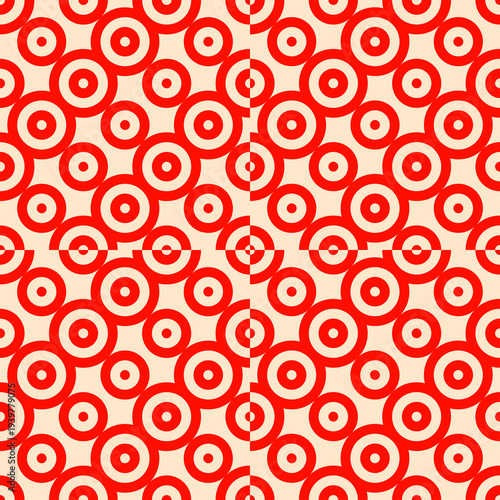 Circles pattern. Hoops seamless ornament. Dot motif. Circular figures backdrop. Rounds background. Rings wallpaper. Digital paper, textile print, web design, abstract image. Vector illustration.