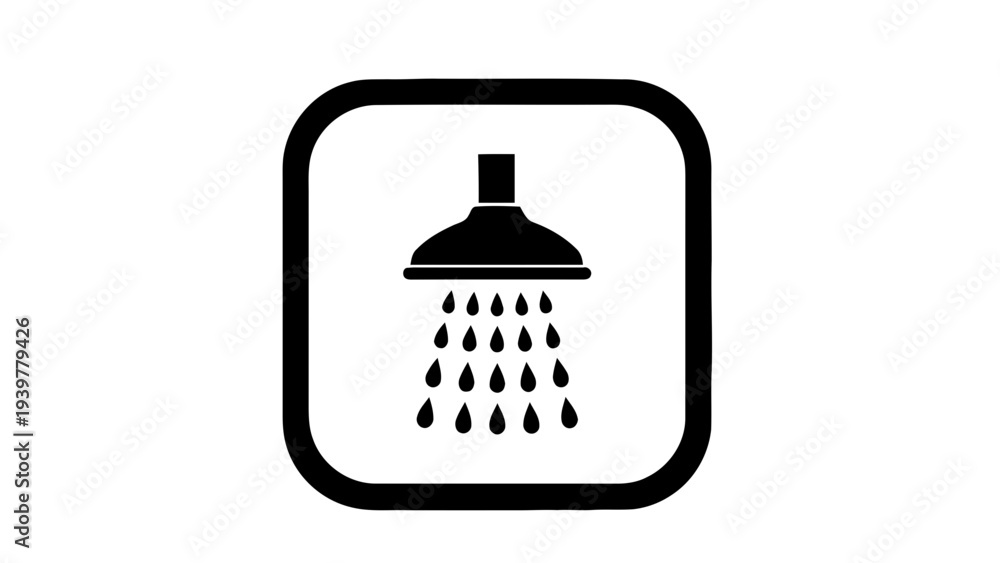 Obraz premium Vector illustration&nbsp;of shower head icon with water drops on a transparent background