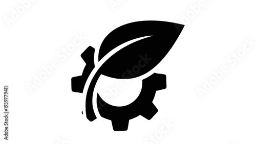 Vector illustration of gear and leaf icon on a transparent background