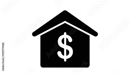 Vector illustration of house icon with dollar sign symbol on a transparent background