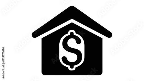 Vector illustration of house icon with dollar sign inside on a transparent background