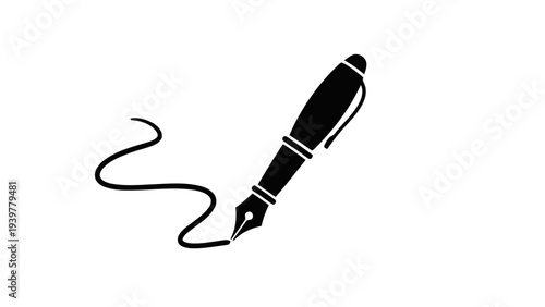 Vector illustration of fountain pen writing icon on a transparent background