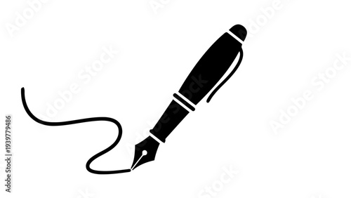 Vector illustration of fountain pen icon on a transparent background