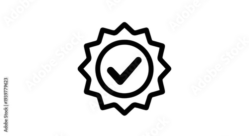 Vector illustration of quality assurance seal icon with check mark on a transparent background