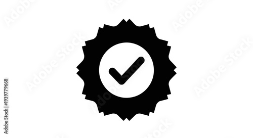 Vector illustration of verified check mark badge icon on a transparent background