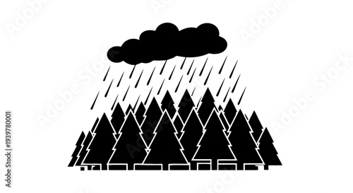 Vector illustration of rainy forest icon on a transparent background