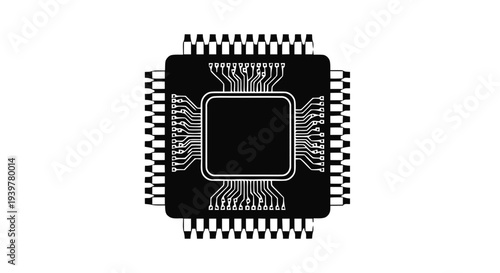 Vector illustration of microchip icon on a transparent background