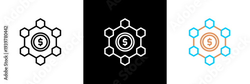 Blockchain on white and black background