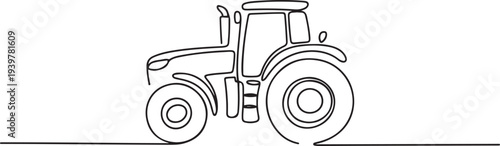 Agricultural tractor in continuous one line drawing. Single line art draw of tractor for farming concept. Editable vector. one line Icon drawing