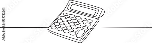 Calculator accounting tool in continuous one line drawing. Single line art illustration of calculator. Editable vector. one line Icon drawing