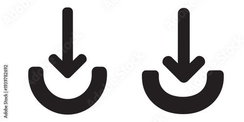 Two black downward arrows pointing down in modern design