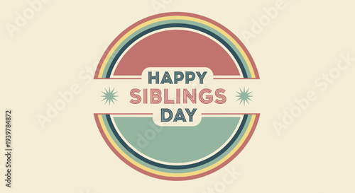 Happy Siblings Day Circle Logo Design.