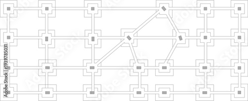 Technical structural engineering drawing showing grid foundation plan with column positions, connection beams and load-bearing elements in black and white blueprint style.