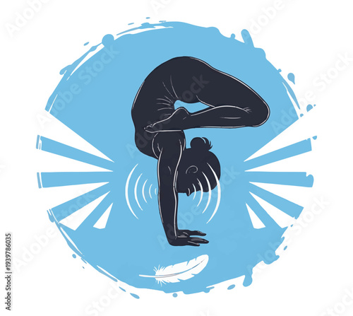 Woman doing handstand with dynamic movement and freedom