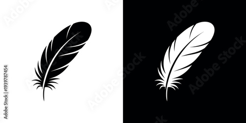 Black and white feather silhouettes on contrasting backgrounds 1