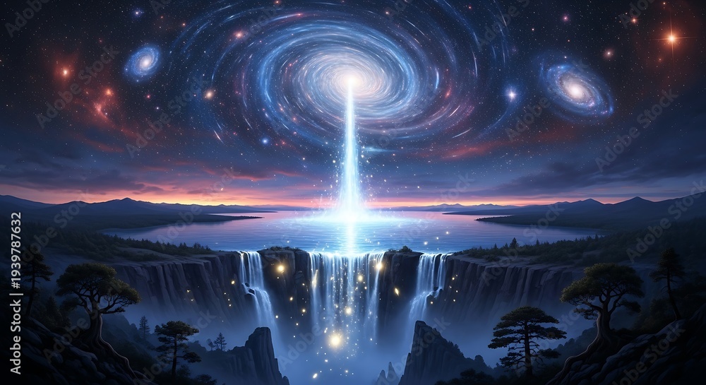 Obraz premium Galactic light beam in the universe.