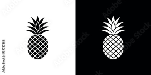 Black and white pineapple on split background fruit