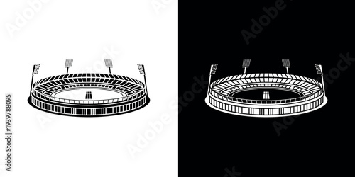 Black and white stadium on white and black backgrounds 1