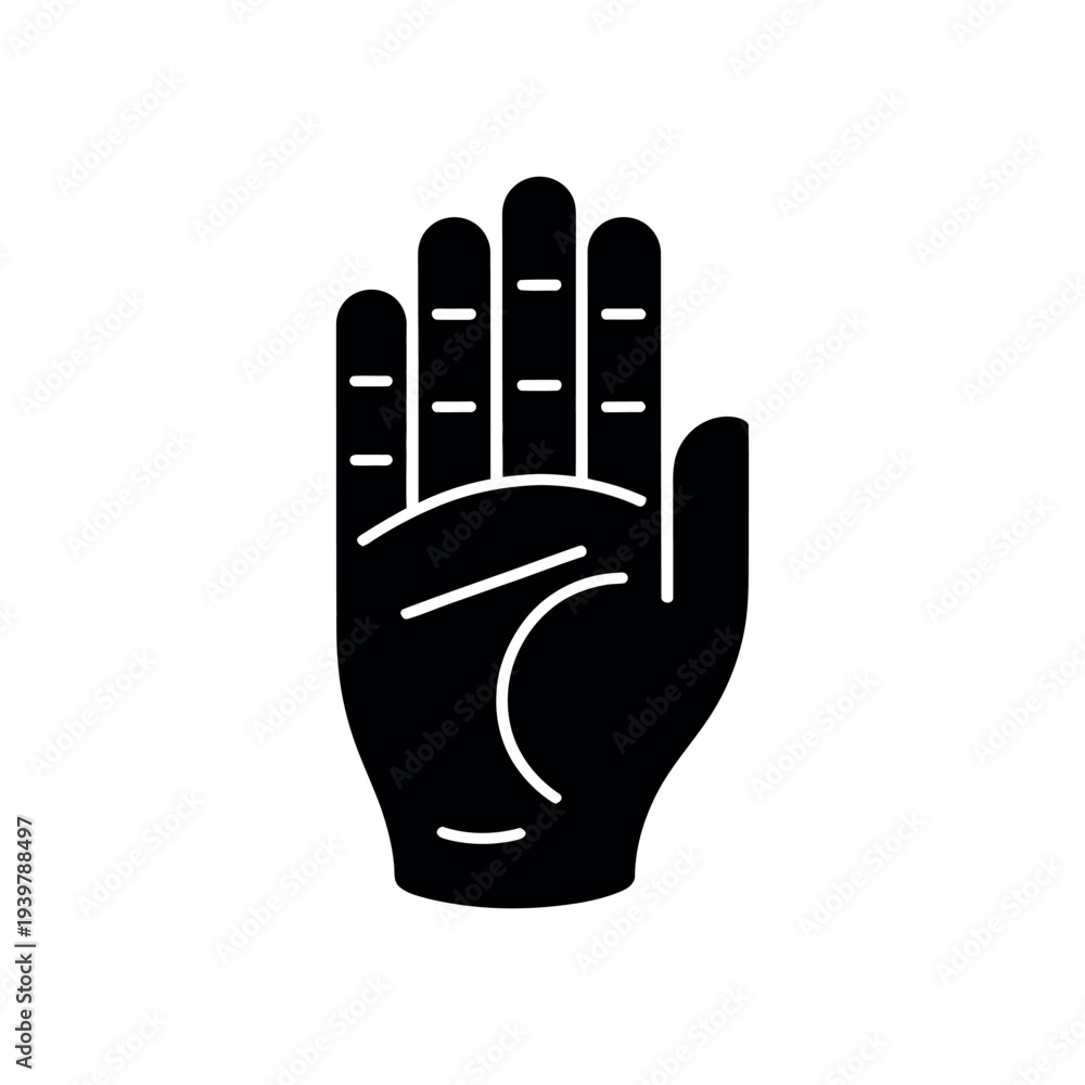 Obraz premium Black hand with white lines palm fingers