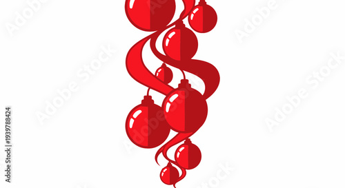 Festive Red Christmas Ornaments and Ribbon Decoration