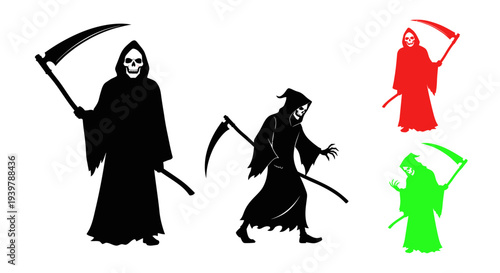 Grim Reaper Silhouette Collection: Death, Fear, Halloween Iconography