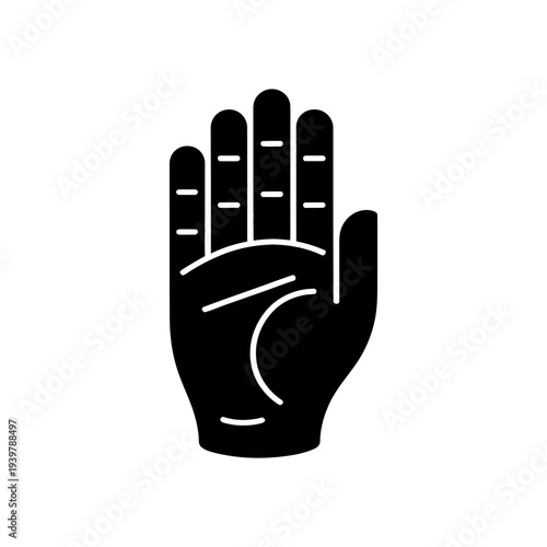 Black hand with white lines palm fingers