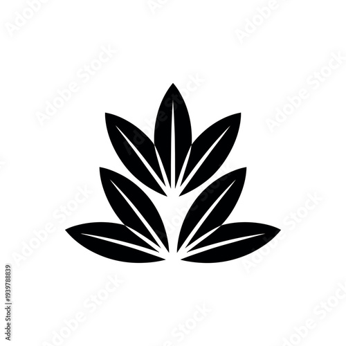 Black lotus flower white background symbol