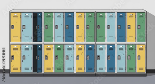 Colorful Storage Binders Organized on Shelves in Office.