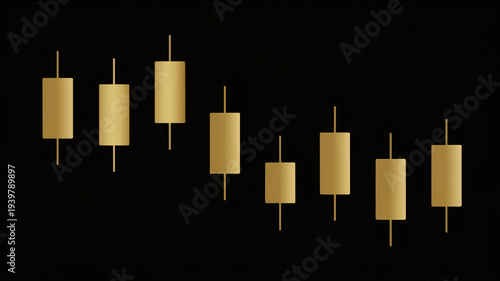 Golden candlestick chart showing downtrend on black background