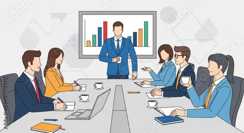 Business Meeting with Presenter and Attendees in Conference Room.