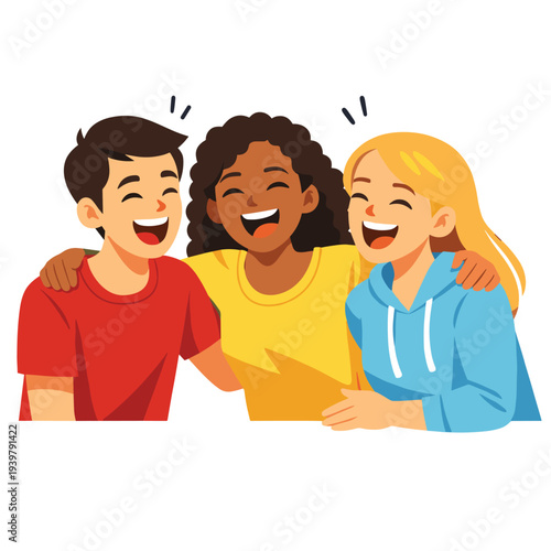 Group of friends laughing together