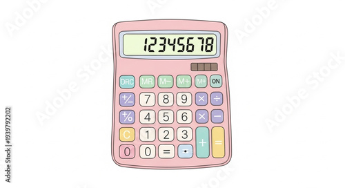 Colorful Calculator with Numeric Display and Buttons.