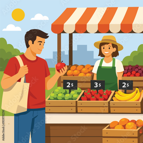 Man shopping at a farmers market