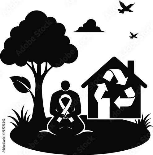 Eco friendly home and meditation in nature