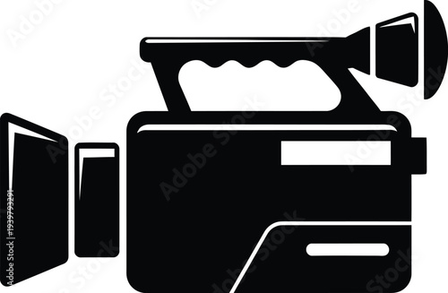 Black and white video camera icon