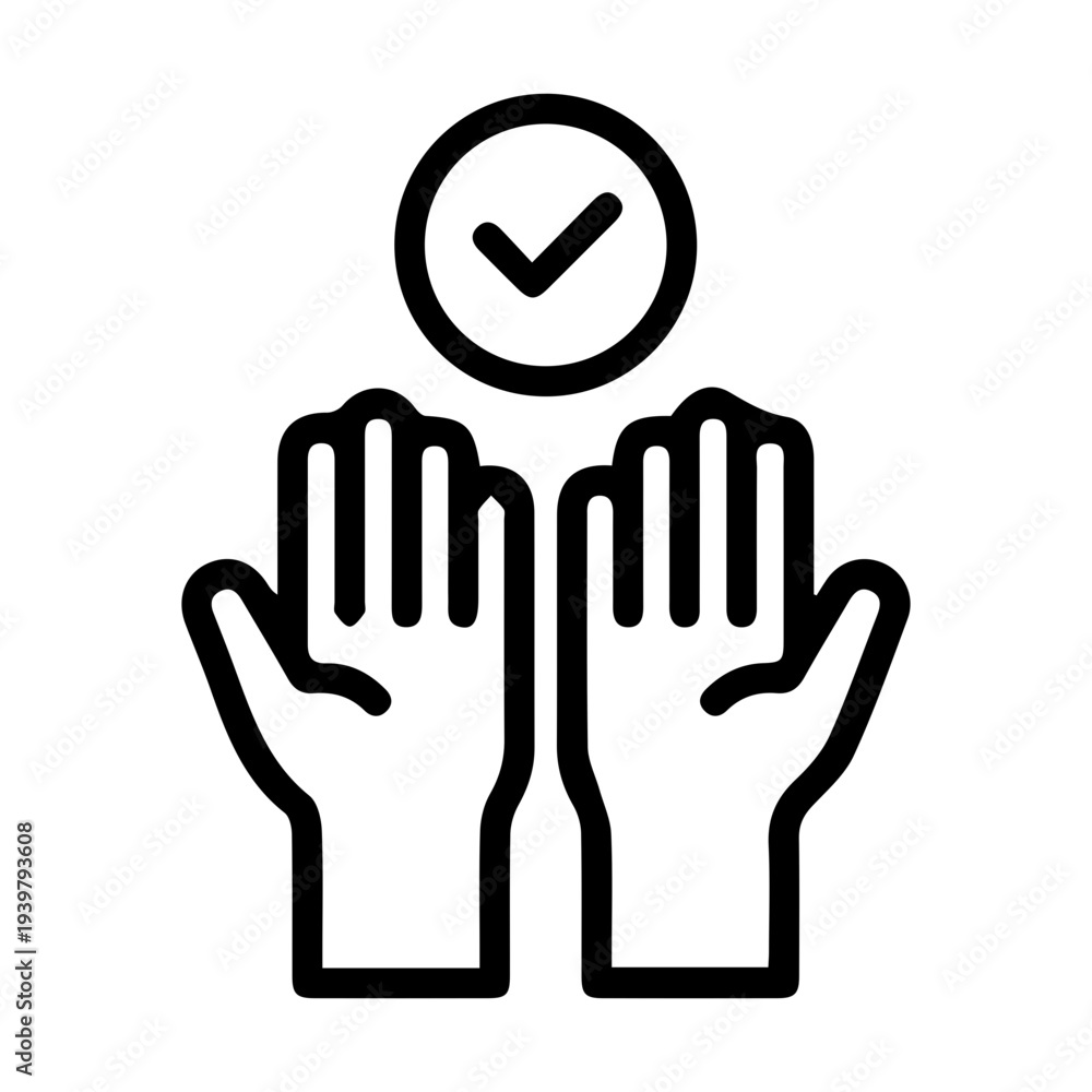 Obraz premium Hands And Check Mark Icon