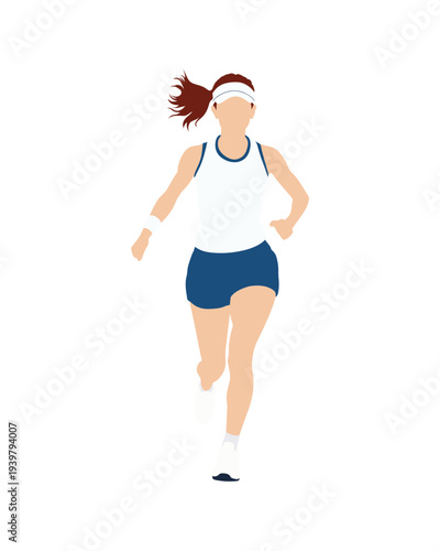 Flat vector people and illustration, woman with sporty tennis outfit